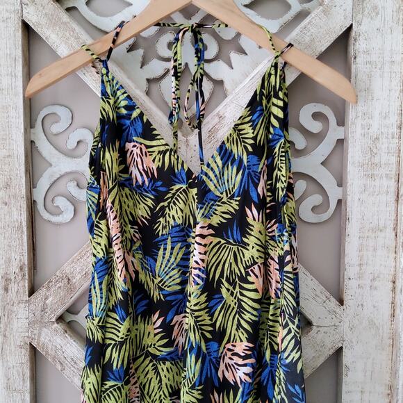 Tyche Women's Flowy Asymmetric Adjustable Tie Back Strap Midi Dress Tropical - Picture 7 of 13